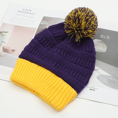Autumn Winter Hat Matching Knitted Beanies Skully Trendy Warm with Pompom Fur Pom Pom For Women Double Color Fashion Beanie