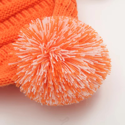 Autumn Winter Hat Matching Knitted Beanies Skully Trendy Warm with Pompom Fur Pom Pom For Women Double Color Fashion Beanie