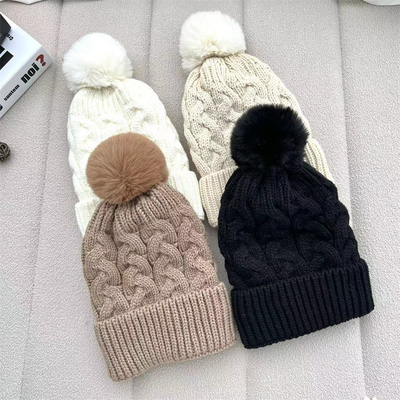 Custom All Over Print Beanies Winter Warm Fisherman Beanie Rib Knit Cotton Pom Pom Hat