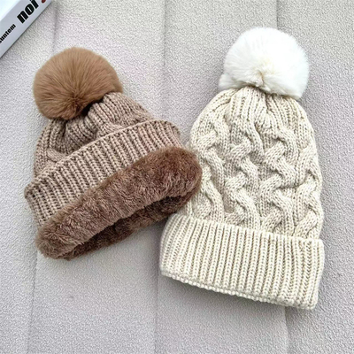 Custom All Over Print Beanies Winter Warm Fisherman Beanie Rib Knit Cotton Pom Pom Hat