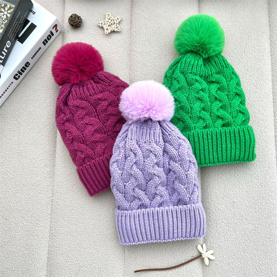 Custom All Over Print Beanies Winter Warm Fisherman Beanie Rib Knit Cotton Pom Pom Hat