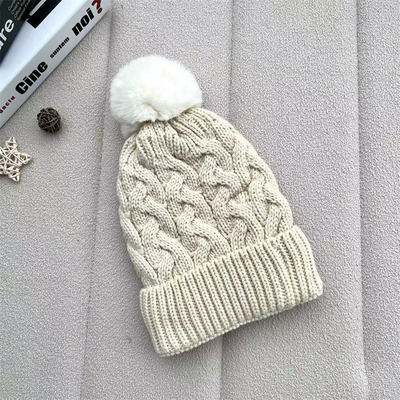 Custom All Over Print Beanies Winter Warm Fisherman Beanie Rib Knit Cotton Pom Pom Hat