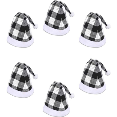 Adult Winter Plaid Christmas Hat Custom Decorative Warm Skullies Beanies Knitted Cap