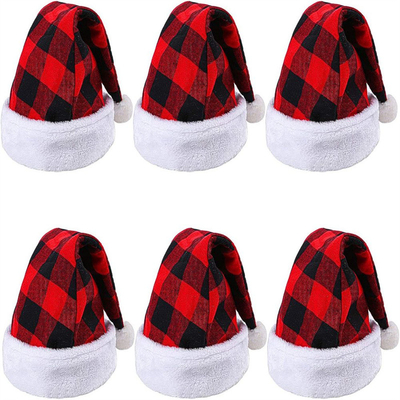Adult Winter Plaid Christmas Hat Custom Decorative Warm Skullies Beanies Knitted Cap