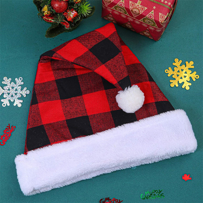 Adult Winter Plaid Christmas Hat Custom Decorative Warm Skullies Beanies Knitted Cap
