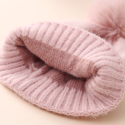 2024 New Autumn Winter Baby Knitted Hats Girls Acrylic Bilayer Warm Toddler Beanie Cute Heart Newborn Hat