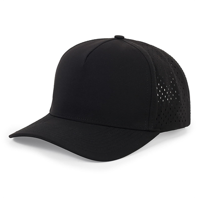 Wholesale 5 Panel Blue Baseball Cap Custom Laser Cut Hole Gorras Golf Waterproof Polyester Sports Hat
