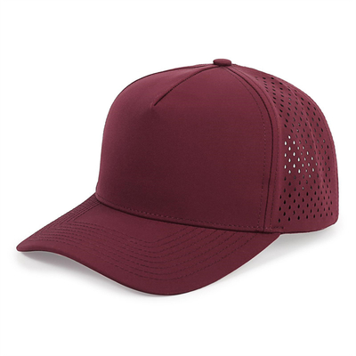 Wholesale 5 Panel Blue Baseball Cap Custom Laser Cut Hole Gorras Golf Waterproof Polyester Sports Hat