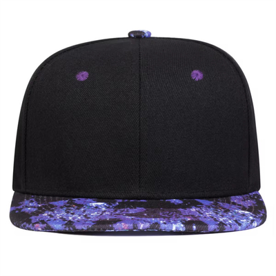 High Quality Starry Sky Printing Snapback Hat Custom Logo Design Flat Bill Hats 6 Panel Snapback Cap