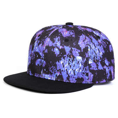 High Quality Starry Sky Printing Snapback Hat Custom Logo Design Flat Bill Hats 6 Panel Snapback Cap