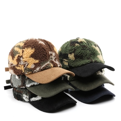 Autumn Winter Men And Women Warm Thick Camouflage Corduroy Baseball Cap Custom Adult Winter Wool Fashion Baseball Hats Caps
