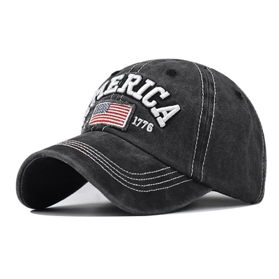 Cap Manufacturer Wholesale 6 Panel Baseball Caps Custom 3d American Embroidery Logo Washed Cotton Dad Hats