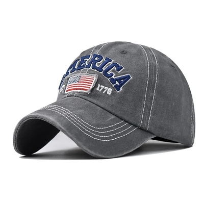 Cap Manufacturer Wholesale 6 Panel Baseball Caps Custom 3d American Embroidery Logo Washed Cotton Dad Hats