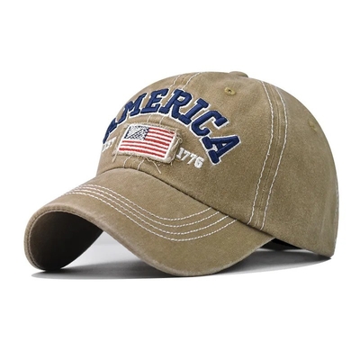 Cap Manufacturer Wholesale 6 Panel Baseball Caps Custom 3d American Embroidery Logo Washed Cotton Dad Hats