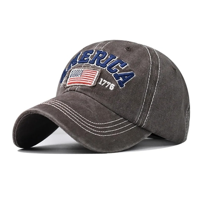 Cap Manufacturer Wholesale 6 Panel Baseball Caps Custom 3d American Embroidery Logo Washed Cotton Dad Hats