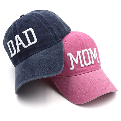 Two Tone Wash Embroidered Letter Dad Mom Mesh Trucker Hat Wholesale Retro Trucker Cap