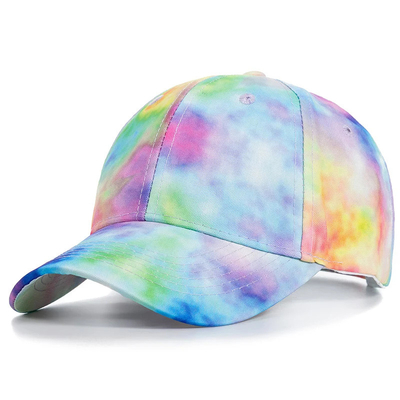 Custom Fashion Hip Hop 6 Panel Tie Dye Baseball Hat Cap High Crown Irregular Print Baseball Hats