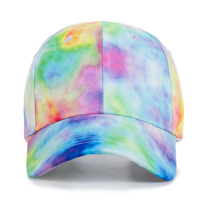 Custom Fashion Hip Hop 6 Panel Tie Dye Baseball Hat Cap High Crown Irregular Print Baseball Hats