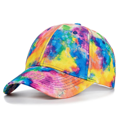 Custom Fashion Hip Hop 6 Panel Tie Dye Baseball Hat Cap High Crown Irregular Print Baseball Hats
