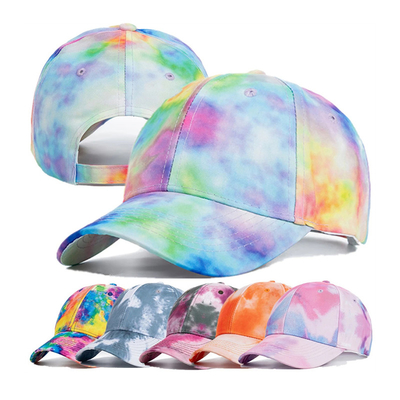 Custom Fashion Hip Hop 6 Panel Tie Dye Baseball Hat Cap High Crown Irregular Print Baseball Hats