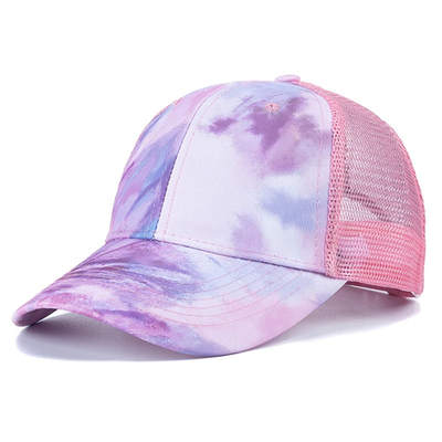 Custom Fashion Hip Hop 6 Panel Tie Dye Baseball Hat Cap High Crown Irregular Print Baseball Hats