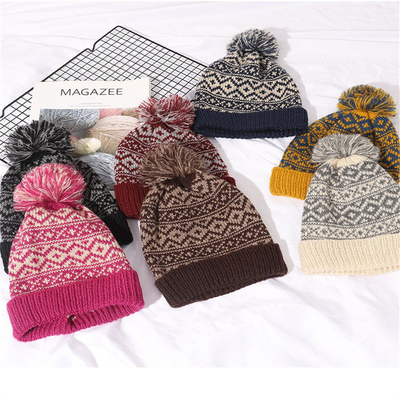 Winter Brand Female Fur Pom Poms Cap Girl 's Knitted Beanies Cap Thick Women Skullies Beanies