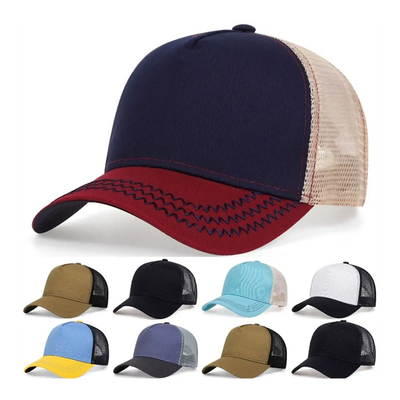 Custom high quality 5 panel trucker hats wholesale cruved brim mesh trucker cap