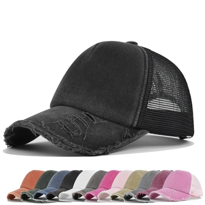 High Quality Custom Distressed Trucker Hat Mesh Cap Trucker Hat with Custom Logo