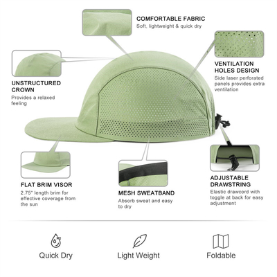 Unstructured Baseball Cap Flat Brim Quick Dry Running Camper Caps Outdoor Sports Hat for Men and Women