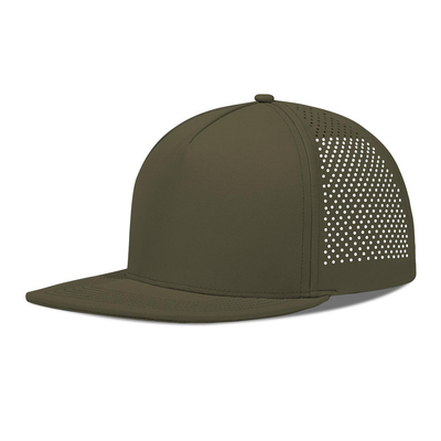 Quick Dry Laser Golf Performance Snapback Hat Perforated Flat Brim Cap