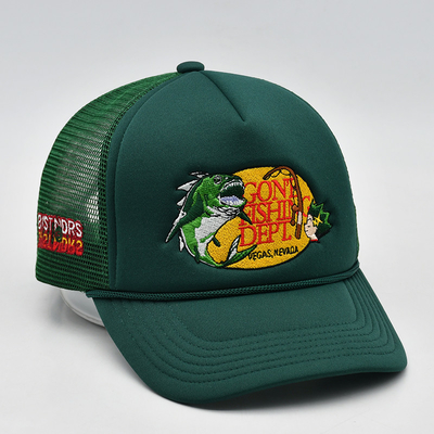 Custom Embroidery 5 Panel Foam Trucker Caps High Quality Rope Trucker Cap with Logo