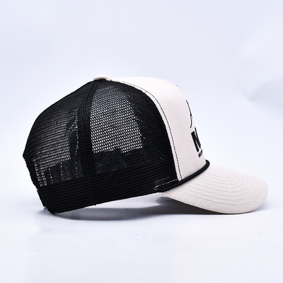 High Profile 3D Embroidery Rope Trucker Hat Custom Logo Mesh Back Trucker Cap