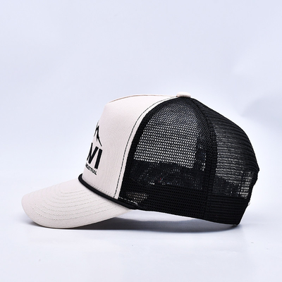 High Profile 3D Embroidery Rope Trucker Hat Custom Logo Mesh Back Trucker Cap