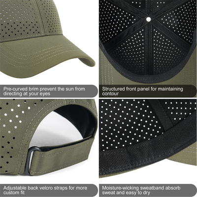 Wholesale Custom Laser Cut Hole Gorras 6 Panel Perforated Golf Hat Custom Logo Unisex Mesh Baseball Cap