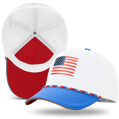 Unisex 5 Panel American Flag Children's Baseball Hat Custom USA Kids Baseball Caps with Rope