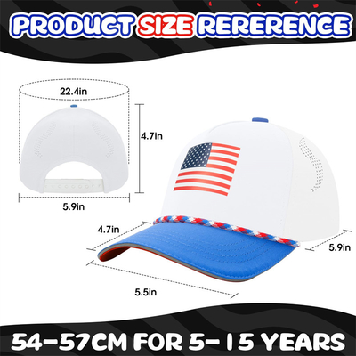 Unisex 5 Panel American Flag Children's Baseball Hat Custom USA Kids Baseball Caps with Rope