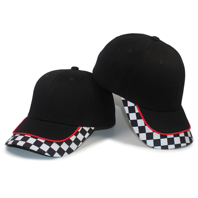 Guangzhou Unisex Print Cotton Baseball Cap Fabric Checked 6 Panel Sports Baseball Hat