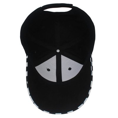 Guangzhou Unisex Print Cotton Baseball Cap Fabric Checked 6 Panel Sports Baseball Hat