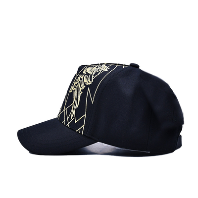 Unisex Luxury Black Baseball Hat Embroidered Gorras Custom Logo 5 Panel Cotton Baseball Cap