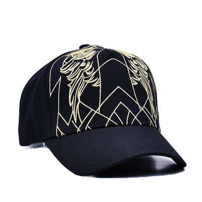 Unisex Luxury Black Baseball Hat Embroidered Gorras Custom Logo 5 Panel Cotton Baseball Cap