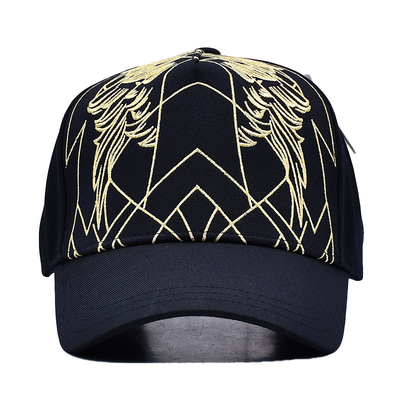 Unisex Luxury Black Baseball Hat Embroidered Gorras Custom Logo 5 Panel Cotton Baseball Cap
