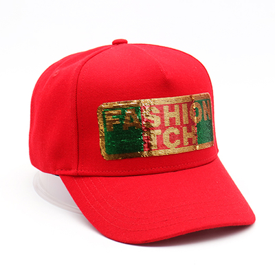 Top Quality Summer Women 100% Cotton 6 Panel Baseball Hats Custom Sequin Baseball Cap