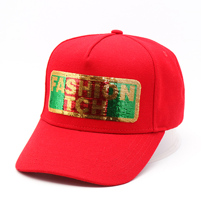 Top Quality Summer Women 100% Cotton 6 Panel Baseball Hats Custom Sequin Baseball Cap