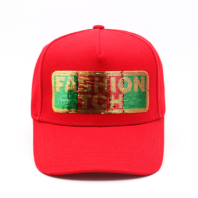 Top Quality Summer Women 100% Cotton 6 Panel Baseball Hats Custom Sequin Baseball Cap