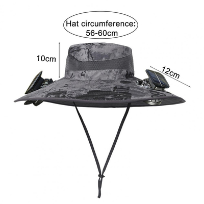 Outdoor Wide Brim Sun Hat Solar Solar Fan Cap Custom Wholesale Fishing Portable Bucket Hat