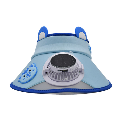 Wholesale Korean Cute Little Bear Children's Solar Fan Hat Custom Outdoor Boys Girls Sunshade Cartoon Wide Brim Sun Visor Hat Cap