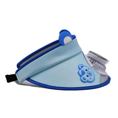 Wholesale Korean Cute Little Bear Children's Solar Fan Hat Custom Outdoor Boys Girls Sunshade Cartoon Wide Brim Sun Visor Hat Cap