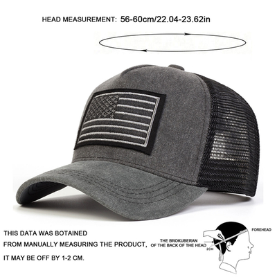 Unisex American Flag Embroidery Washed Baseball Net Caps Spring and Summer Outdoor Adjustable Casual Hats Sunscreen Hat