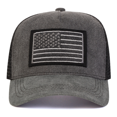 Unisex American Flag Embroidery Washed Baseball Net Caps Spring and Summer Outdoor Adjustable Casual Hats Sunscreen Hat