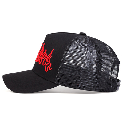 Flame Street Style Adjustable Hip Hop Hat Embroidered Snapback Curve Brim Trucker Mesh Sports Cap
